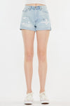 High Rise Repaired Mom Denim Shorts