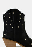 Faux Leather Star-Shaped Cutouts Point Toe Boots