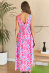 Abstract Floral V-Neck Maxi Dress