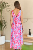 Abstract Floral V-Neck Maxi Dress