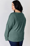 Ribbed Half Button Long Sleeve T-Shirt