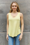 Criss Cross Front Detail Sleeveless Top in Butter Yellow