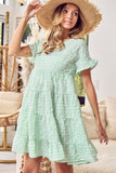 Ruffled Hem Short Sleeve Tiered Dress