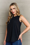 First Glance Sleeveless Neckline Slit Top