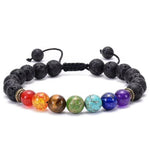 Seven Chakra and Lava Stones Braided Bracelet for Men/Women