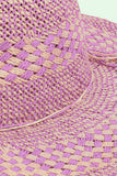 Checkered Straw Weave Sun Hat