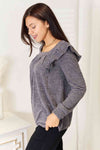 Square Neck Ruffle Shoulder Long Sleeve T-Shirt