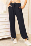 Soft Rayon Drawstring Waist Pants with Pockets