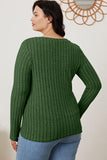 Ribbed V-Neck Long Sleeve T-Shirt