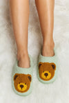 Teddy Bear Print Plush Slide Slippers