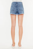 Kancan Distressed Raw Hem High Waist Denim Shorts