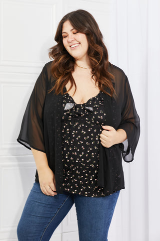 Just Breathe Full Size Chiffon Kimono in Black