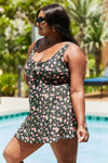 Swim Full Size Clear Waters Swim Dress in Black Roses