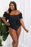 Salty Air Puff Sleeve One-Piece in Black