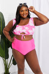 Sanibel Crop Swim Top and Ruched Bottoms Set in Pink