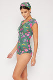 Swim Bring Me Flowers V-Neck One Piece Swimsuit In Sage