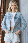 Distressed Button Up Denim Jacket