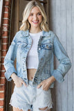 Distressed Button Up Denim Jacket