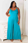 Soft Rayon Spaghetti Strap Tied Wide Leg Jumpsuit