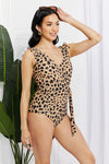 Full Size Float On Ruffle Faux Wrap One-Piece in Leopard