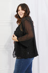 Just Breathe Full Size Chiffon Kimono in Black