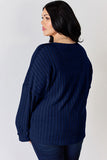 Ribbed Half Button Long Sleeve T-Shirt