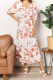 Printed Surplice Balloon Sleeve Dress