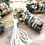 White Sage & Copal Smudge Stick With Eucalyptus, White Tallow Berries, 4"