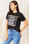 WIFE MOM BOSS Leopard Graphic T-Shirt