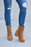 Lace-Up Zipper Detail Block Heel Boots