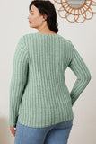 Ribbed V-Neck Long Sleeve T-Shirt