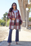 Plaid Button Up Lapel Collar Coat