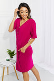 Sunday Brunch Button Down Midi Dress in Magenta