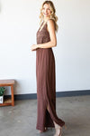 Tie Back Sleeveless Slit Wide Leg Jumpsuit