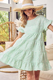 Ruffled Hem Short Sleeve Tiered Dress