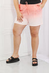 In The Zone Full Size Dip Dye High Waisted Shorts in Coral