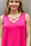 Criss Cross Front Detail Sleeveless Top in Hot Pink