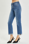 Button Fly Cropped Bootcut Jeans