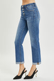 Button Fly Cropped Bootcut Jeans