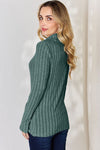 Ribbed Mock Neck Long Sleeve T-Shirt