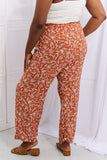 Right Angle Full Size Geometric Printed Pants in Red Orange