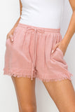 Drawstring Frayed Shorts