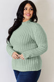 Ribbed Mock Neck Long Sleeve T-Shirt