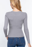 Ribbed Round Neck Long Sleeve Knit Top