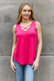 Criss Cross Front Detail Sleeveless Top in Hot Pink