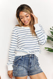 Striped Long Sleeve Round Neck Top