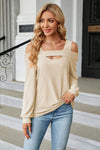 Cold Shoulder Square Neck Cutout Blouse