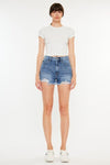 Kancan Distressed Raw Hem High Waist Denim Shorts