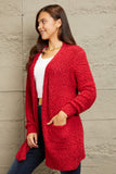 Falling For You Full Size Open Front Popcorn Cardigan