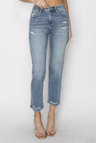 High Waist Distressed Cropped Jeans